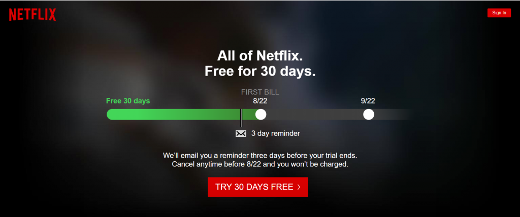 Netflix call to action